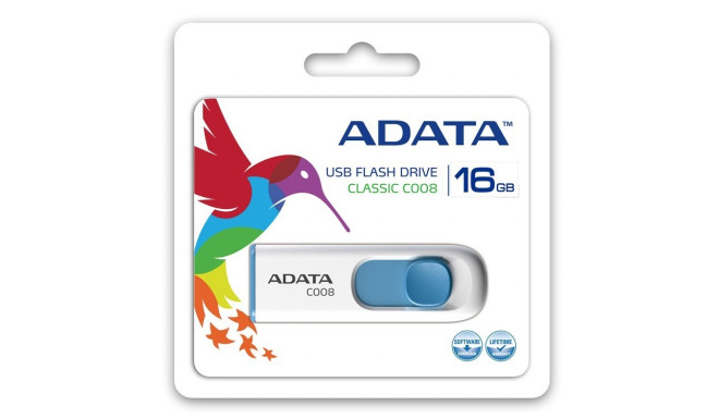 Adata mälupulk 16GB DashDrive Classic C008, valge/sinine