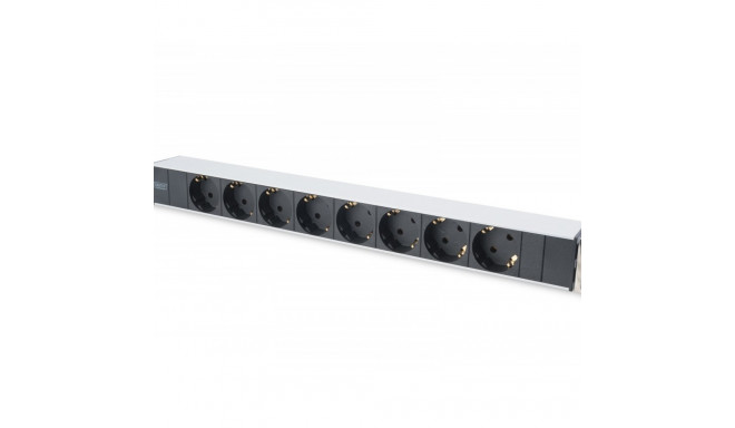 Power strip PDU 19 inches, 1U, 8 sockets, power: 16A, 4000W, aluminum, 2m