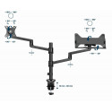 Gembird MA-DA-04 Adjustable desk mount with monitor arm and notebook tray, 17”-32”, up to 8 kg
