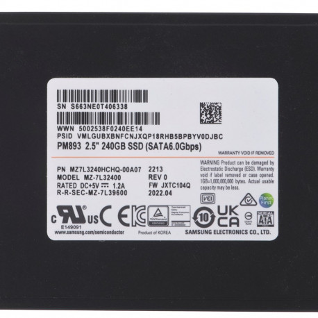 SSD Samsung PM893 240GB SATA 2.5" MZ7L3240HCHQ-00A07 (DWPD 1)