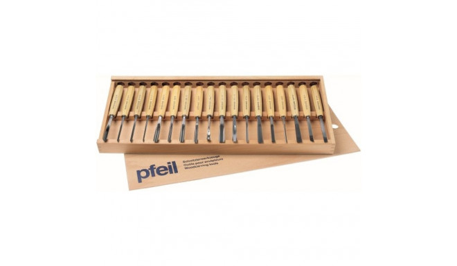 18 pcs of carving chisel set Pfeil D18er, with wooden box