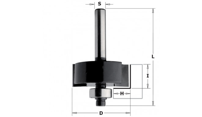 RABBETING BIT W/BRNG HW Z2 S=8 D=31.8x12.7x54 H=9.5 RH