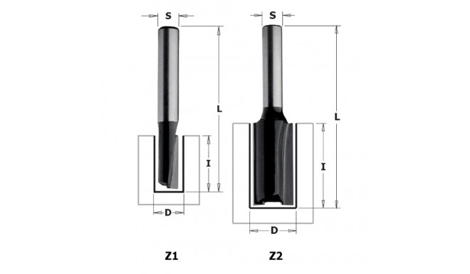 STRAIGHT ROUTER BIT HW Z2 S=8 D=10x20x51 RH