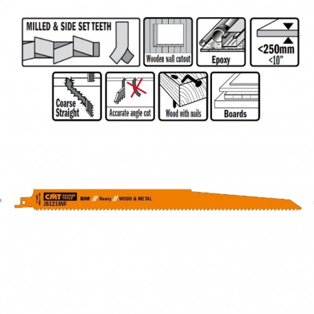 5 SABRE SAW BLADES FOR WOOD/METALS (BIM) 300x3,2-5x5-8TPI