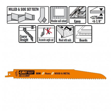 5 SABRE SAW BLADES FOR WOOD/METALS (BIM) 225x3,2-5x5-8TPI