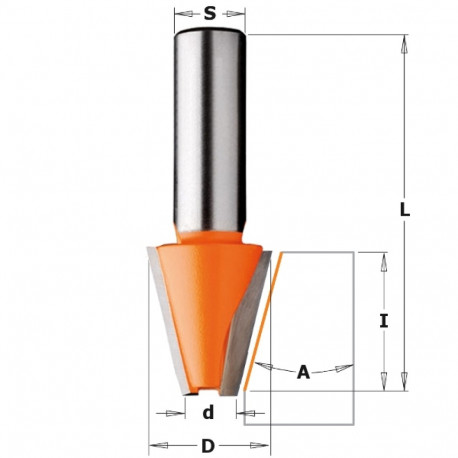 BEVEL CUTTER FOR CORIAN 15° HM S=12 D=9.5/23x25.4