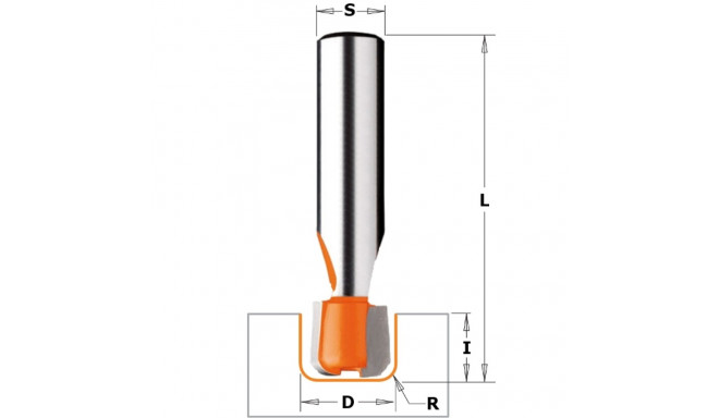 DRAINBOARD BIT FOR CORIAN HW S=12 D=25.4x12.7 R=3.17