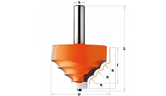 DECORATIVE EDGE BIT FOR CORIAN HW S=12 D=66.7x41.3 R=7.93