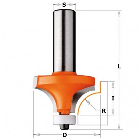 HW SOLID SURFACE ROUND OVER ROUTER BIT W/BRNG S=12 D=28,7x15x62 R=8