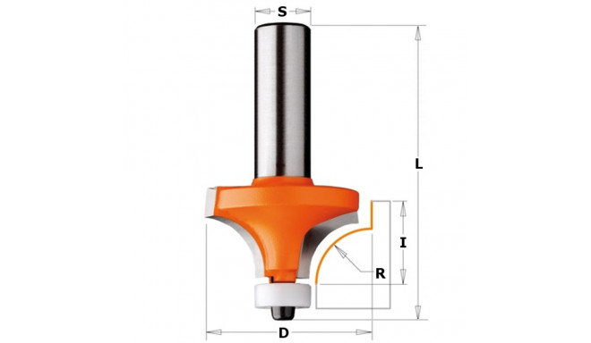 HW SOLID SURFACE ROUND OVER ROUTER BIT W/BRNG S=12 D=28,7x15x62 R=8