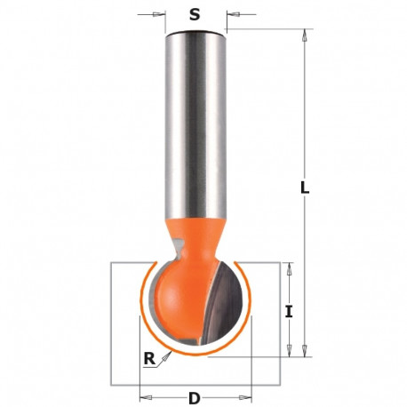 HW BALL END BIT S=12 D=25,4X23,5X70 R=12,7
