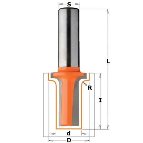 ROUNDOVER ELONGATED PLUNGER ROUTER BIT HW Z2 S=12 D=12,7/22 R=3,2 RH