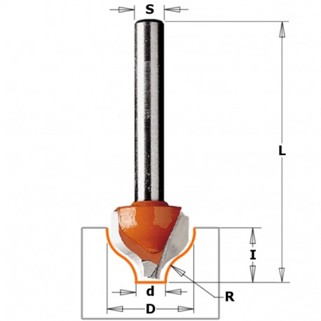 Dekoratiiv Ogee profiil otsfrees Z2 S=12 D=25.4x9.5 R=3.2