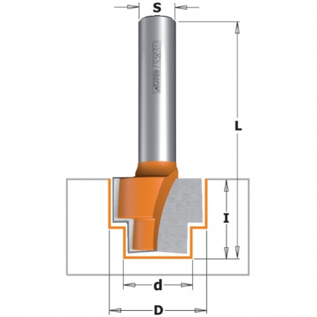 STEPPED REBATE ROUTER BIT HW D=12,7x6,35/19x9,5 L=50,8 RH Z2