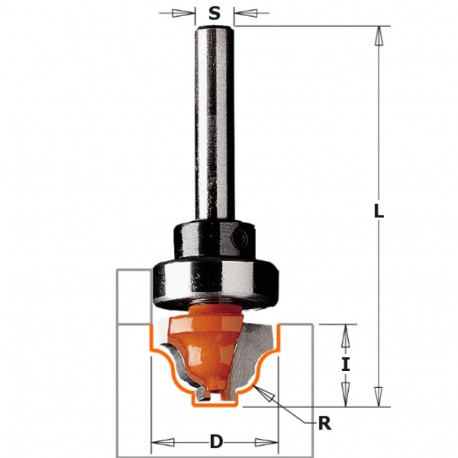 Dekoratiiv profiil otsfrees, laagriga HM S=8 D=34.9x18.5 R=6.35