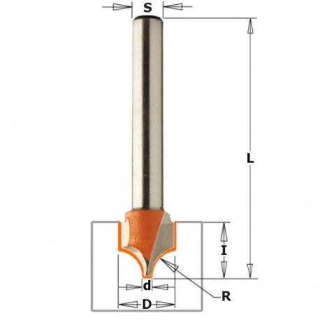 ROUND NOSE BIT HM S=8 D=10 R=5