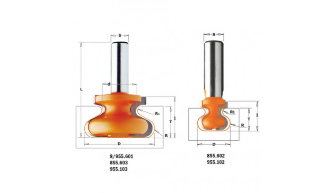 HW FINGER PULL ROUTER BIT S=8 D=38,1X20,7 R6