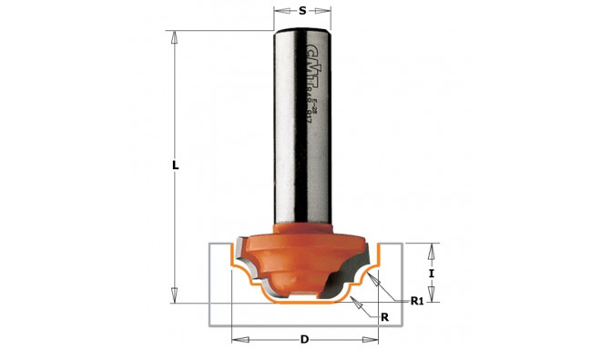 HW DECORATIVE OGEE BIT S=12 D=35X15 R=6,5/10 RH