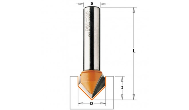 V-GROOVING BIT 90 DEG HM S=8 D=9,5X12,7