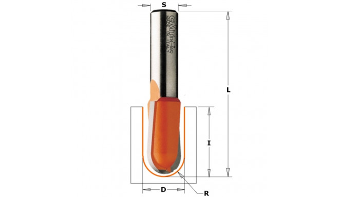 ROUND NOSE BIT HW S=8 D=22X25x63.5 R=11 RH