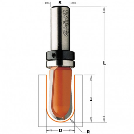 ROUND NOSE BIT HW S=8 D=15,8X9,5 W/BRNG