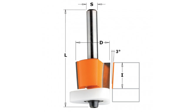 HW FLUSH TRIM BIT W/ TRIANGULAR BEARING S=8 D=19X15,87