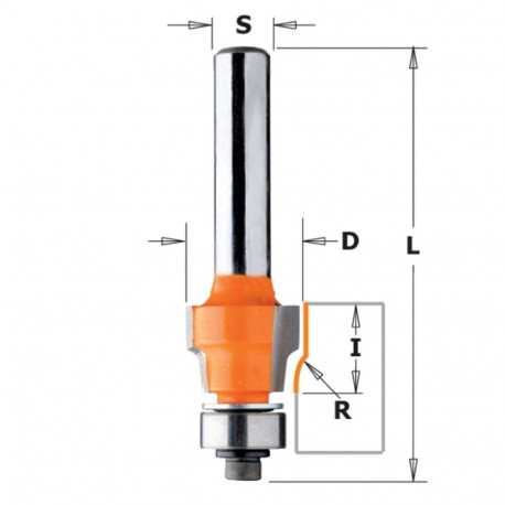 HW FLUSH TRIM ROUTER BIT S=8 D=12.7X9.52 R0.4