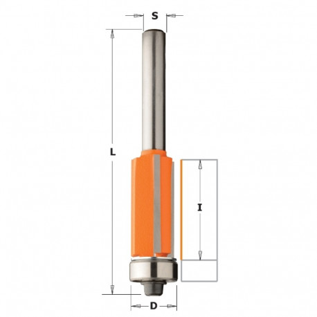 FLUSH TRIM BIT HW Z3 S=8 D=12.7X25.4 RH