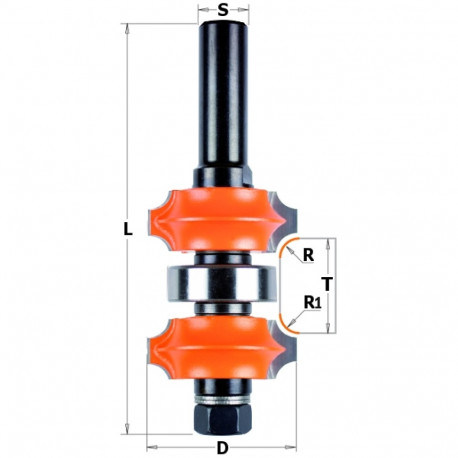 ADJUSTABLE DOUBLE ROUNDOVER BIT HM R2+R3 S=12 D=34X31,75
