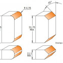 HW ADJUSTABLE ROUNDOVER/BEVEL BIT Z2 S=12 D=38x31,75 RH