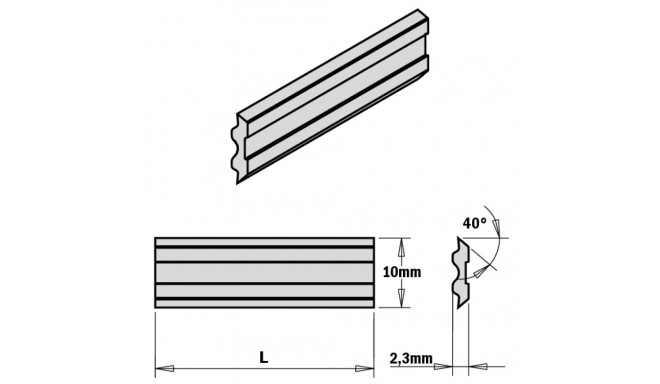 2-PIECE HPS PLANER AND JOINTER KNIFE SET FOR ´´TERSA´´ SYSTEMS 130X10X2,3