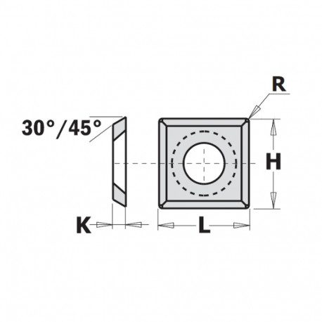 HW-HC REVERSIBLE KNIFE STRAIGHT W/ROUND (4/30°) 14X14X2