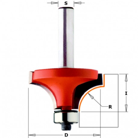 ROUNDOVER BIT W/BRNG HW S=6 D=25,4X12,7