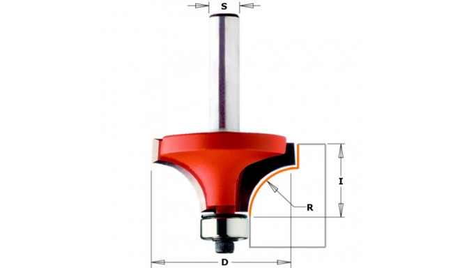 ROUNDOVER BIT W/BRNG HW S=6 D=25,4X12,7