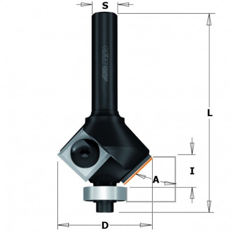 HW CHAMFER ROUTER BIT W/KNIFE Z2 S=6 D=28X10X65 30° RH
