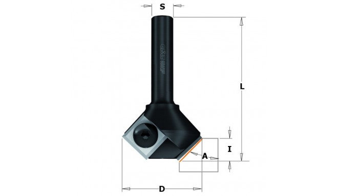 HW CHAMFER ROUTER BIT W/KNIFE Z2 S=6 D=29X8X52 45° RH