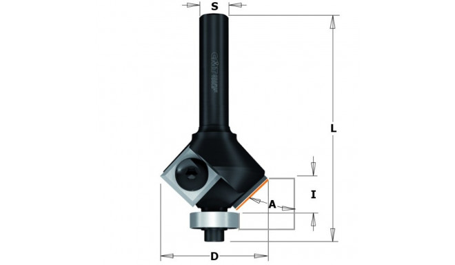 CHAMFER BIT W/KNIVES Z2 S=8 D=28 30 DEGR. RH