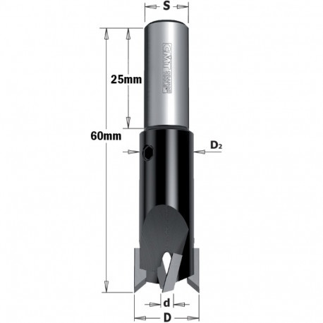 90° COUNTERSINK W/PARALLEL SHANK HW Z2+2 S=10X25 D=4/14 RH