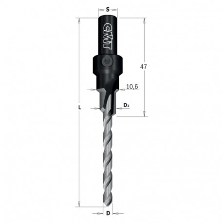 ADJUSTABLE STEP DRILL BIT SP S=9 D=4.2/7.6/10.6 L=87 Z1 RH