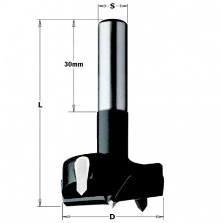 HW BORING BIT W/PARALLEL SHANK Z2+2 S=8X30 D=25X60 RH