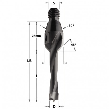 Tüüblipuur, versengiga HM D=5x50 S=M10/30 LH