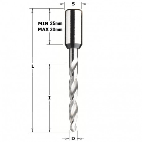 HWM DOWEL DRILL FOR THROUGH HOLES S=10X25 D=6X35X70 LH