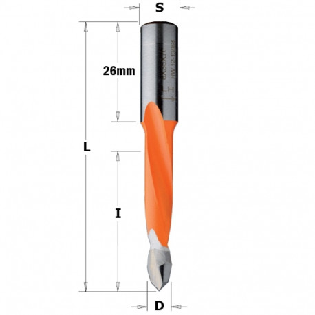 HW DOWEL DRILL FOR THROUGH HOLES S=10X26 D=6X35X70 RH