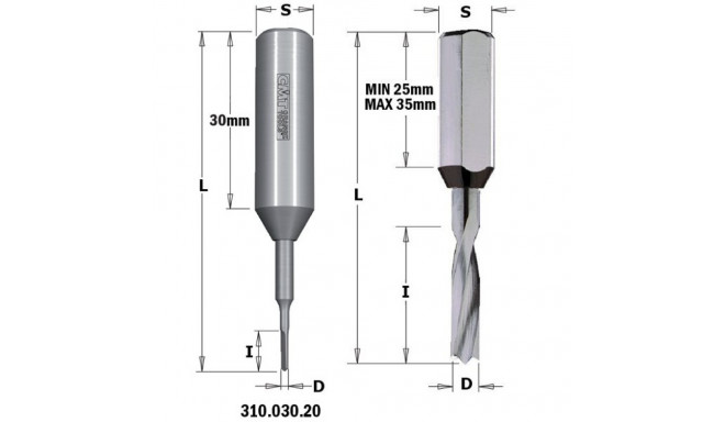 Tüüblipuur HM D=8x22x57.5 S=10x27 RH