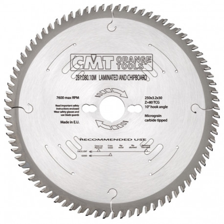 Saeketas, laminaat D=250x3.2x2.2x30 Z=80 10° TCG