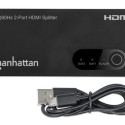 Manhattan 4K@60Hz 2-Port HDMI Splitter Splits One HDMI Input to Two HDMI Outputs (1x2), 18G, Black