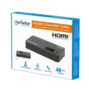 Manhattan 4K@60Hz 2-Port HDMI Splitter Splits One HDMI Input to Two HDMI Outputs (1x2), 18G, Black