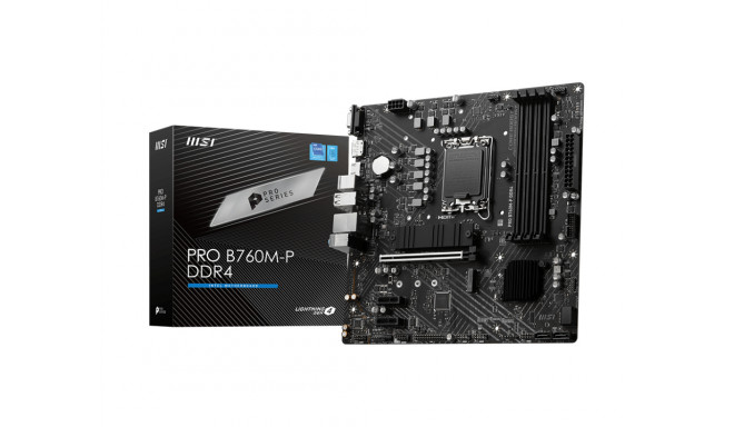 MSI PRO B760M-P DDR4 emaplaat Intel protsessoriperele LGA1700, DDR4 DIMM, 4 mälupesa, toetatud kõvak