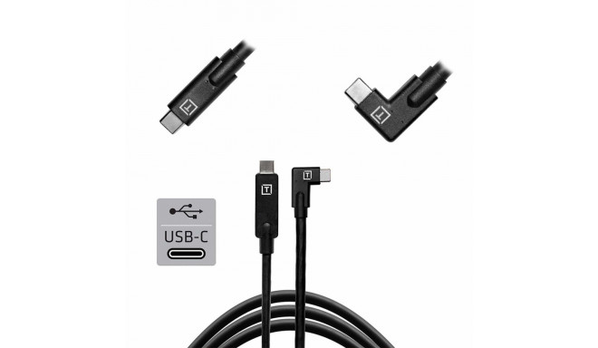 TetherPro USB-C to USB-C 4.6m Right Angle | Black