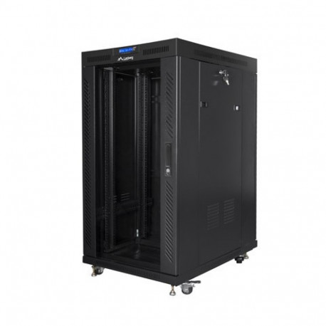 Free-standing cabinet 19 inches 22U 800x1000 glass doors LCD (flat pack) V2 black